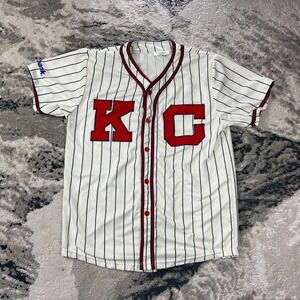 Kansas City Monarchs Baseball Jersey Mens M White Blue Pinstripe Match Up MLB